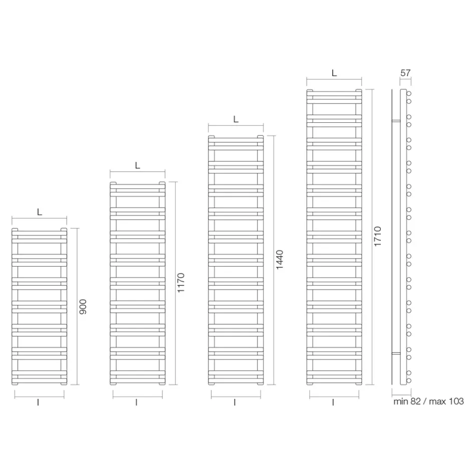 Încălzitor de prosoape mixt Amaretti cu elemente orizontale, fabricat în Italia Viadurini