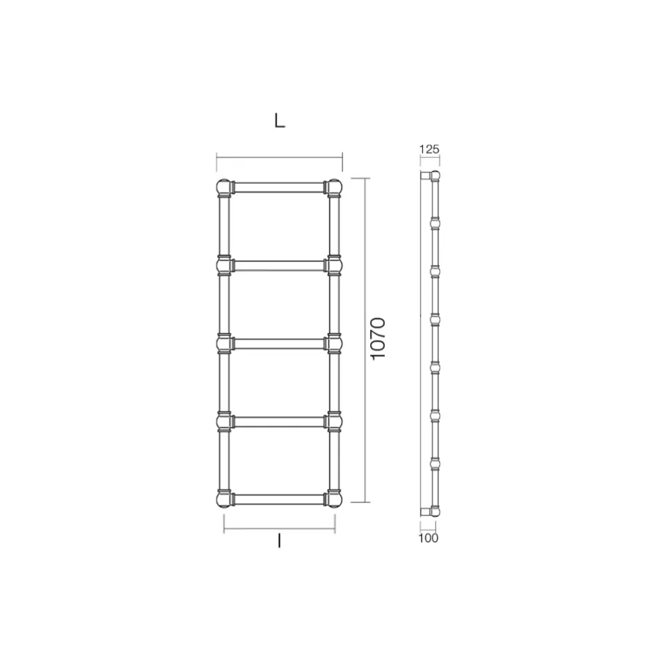 Încălzitor de prosoape mixt din alamă cu sfere de conectare Made in Italy - Ricotta Viadurini