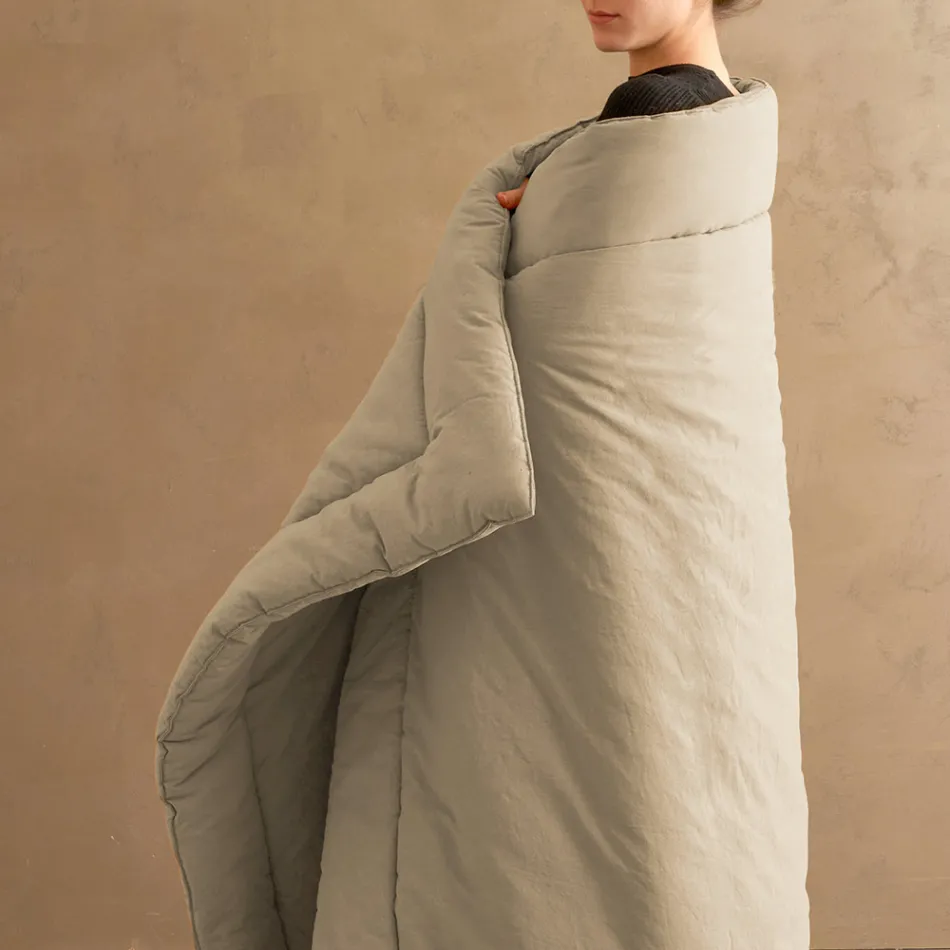 Încălzitor de pat dublu de 350 gr/m2 din bumbac pur vopsit în haine - delicatețe Viadurini