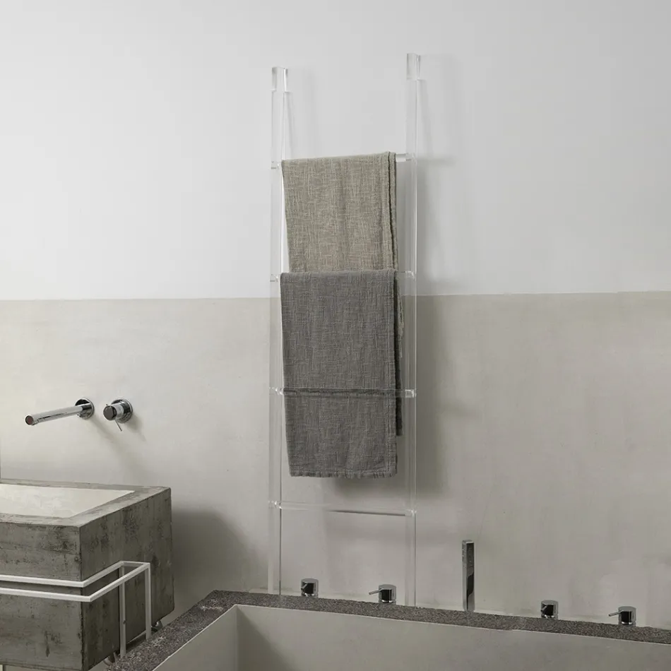 Suport prosop de baie din cristal acrilic transparent Scara - Smart Viadurini