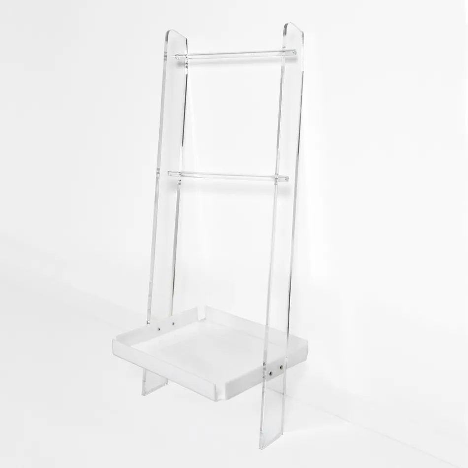 Scară pentru prosoape din plexiglas alb, fabricată în Italia - Jamira Viadurini