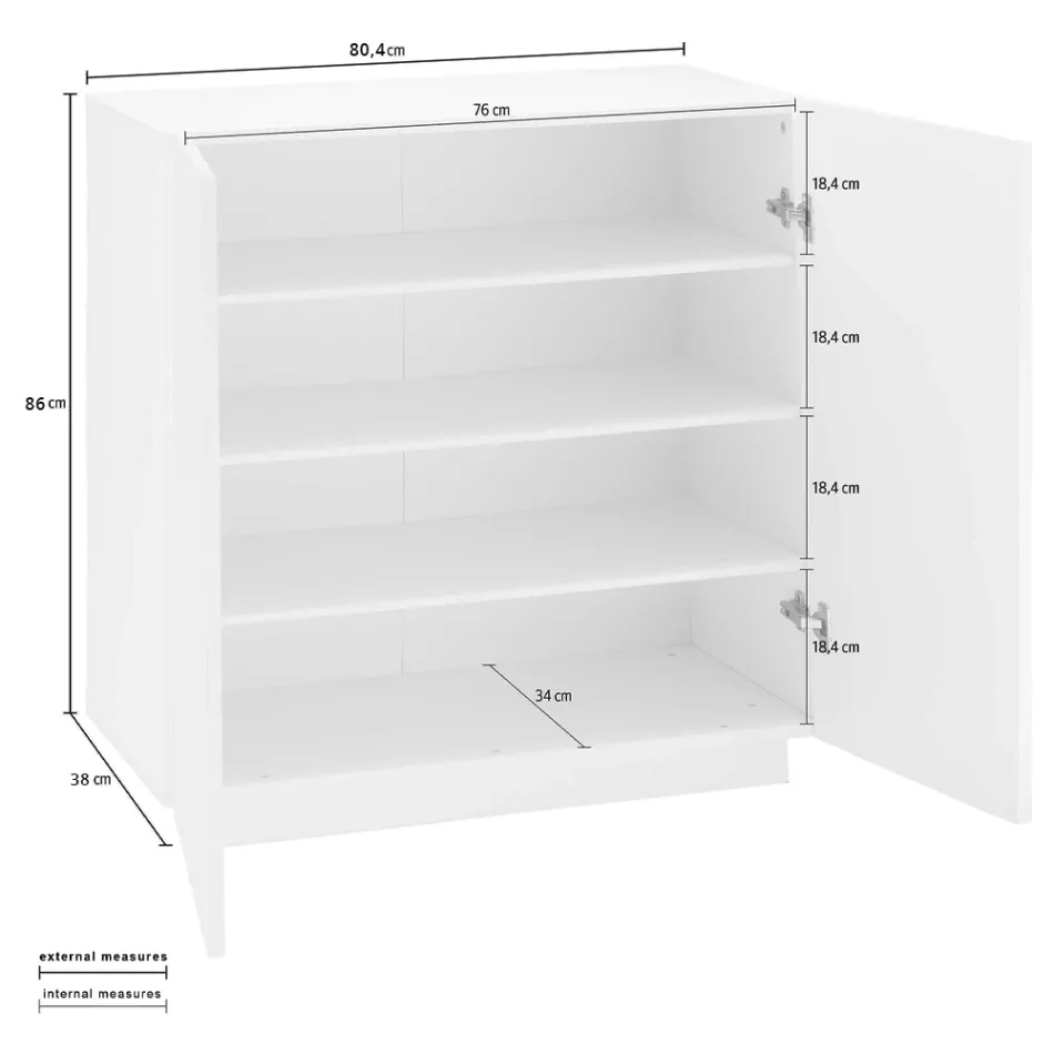 Dulap pentru încălțăminte cu 2 uși din lemn durabil de melaminat alb sau ardezie - Joris Viadurini