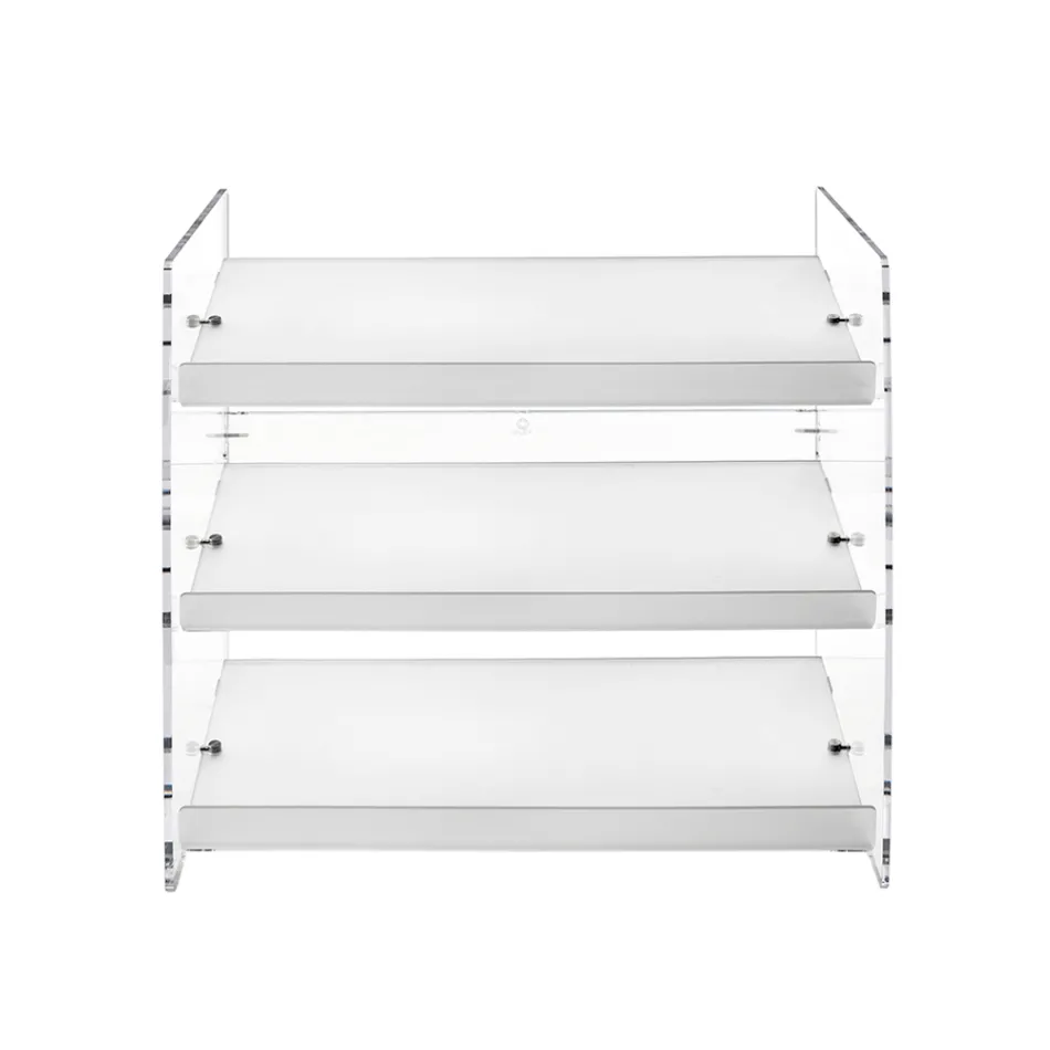 Suport pentru pantofi Nerina cu 3 niveluri din plexiglas transparent, fabricat în Italia Viadurini