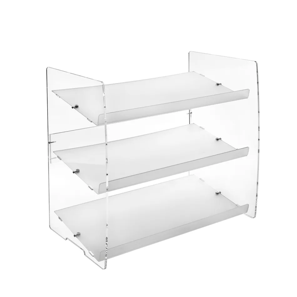 Suport pentru pantofi Nerina cu 3 niveluri din plexiglas transparent, fabricat în Italia Viadurini