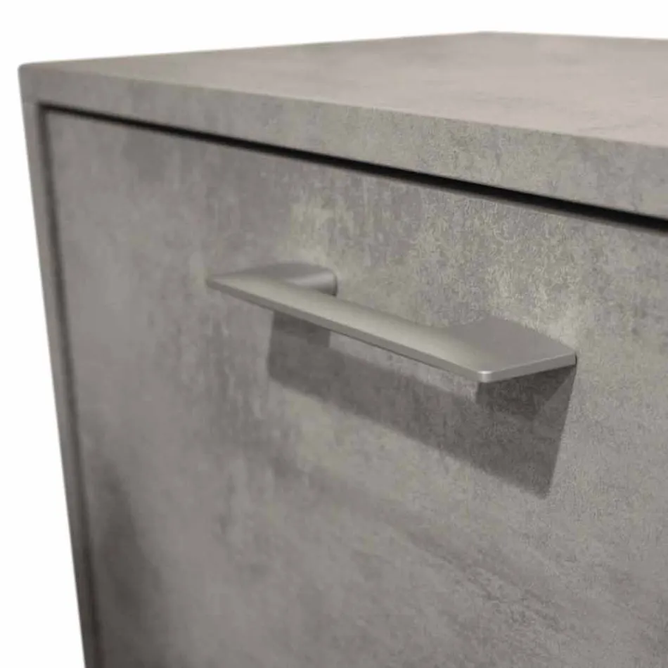 Dulap pentru încălțăminte cu două rânduri cu clapă din melamină de ciment Cleaf Senis Viadurini