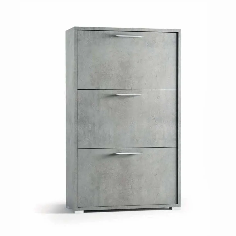 Dulap pentru încălțăminte cu două rânduri cu clapă din melamină de ciment Cleaf Senis Viadurini