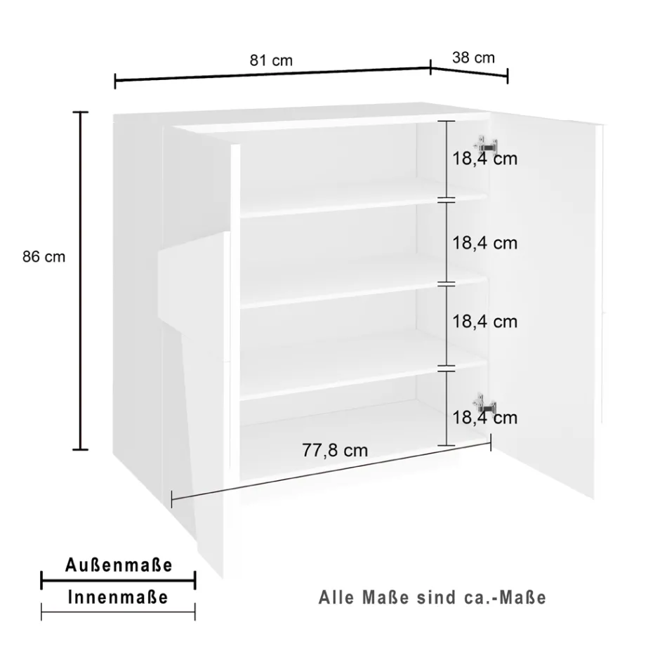 Raft pentru încălțăminte înalt sau jos, cu design durabil din lemn, cu 2 sau 4 uși - Fjona Viadurini