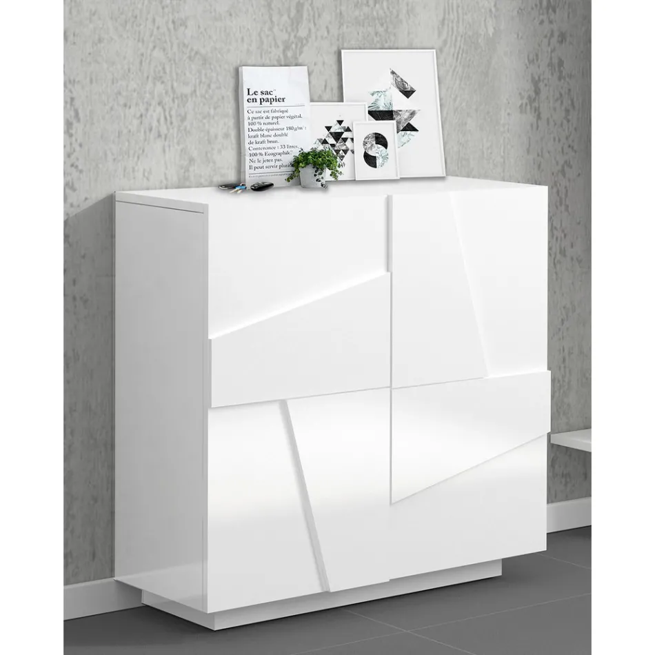 Raft pentru încălțăminte înalt sau jos, cu design durabil din lemn, cu 2 sau 4 uși - Fjona Viadurini