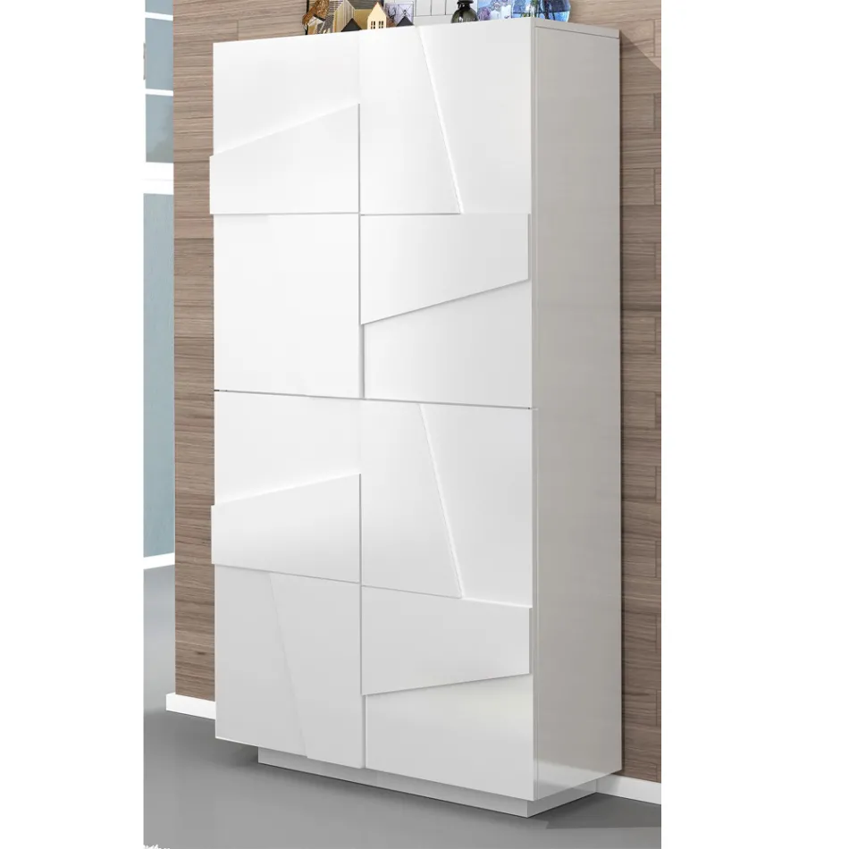 Raft pentru încălțăminte înalt sau jos, cu design durabil din lemn, cu 2 sau 4 uși - Fjona Viadurini