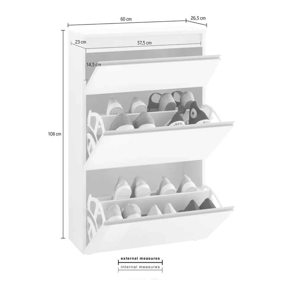 Dulap Pantofi Alb sau Antracit 3 Usi Design Durabil Lemn - Emanuelito Viadurini