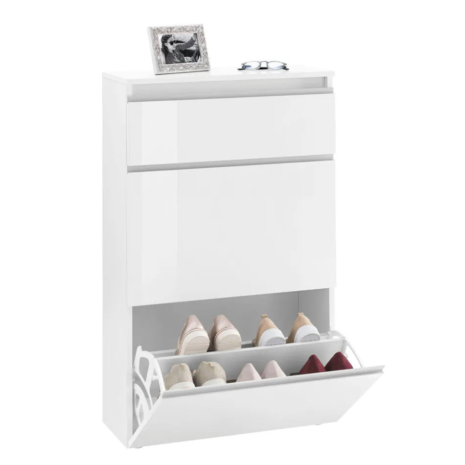 Dulap Pantofi Alb sau Antracit 3 Usi Design Durabil Lemn - Emanuelito Viadurini