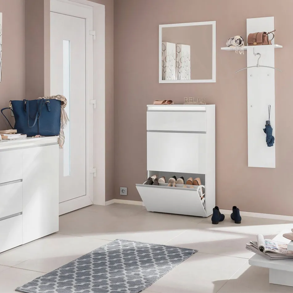 Dulap Pantofi Alb sau Antracit 3 Usi Design Durabil Lemn - Emanuelito Viadurini