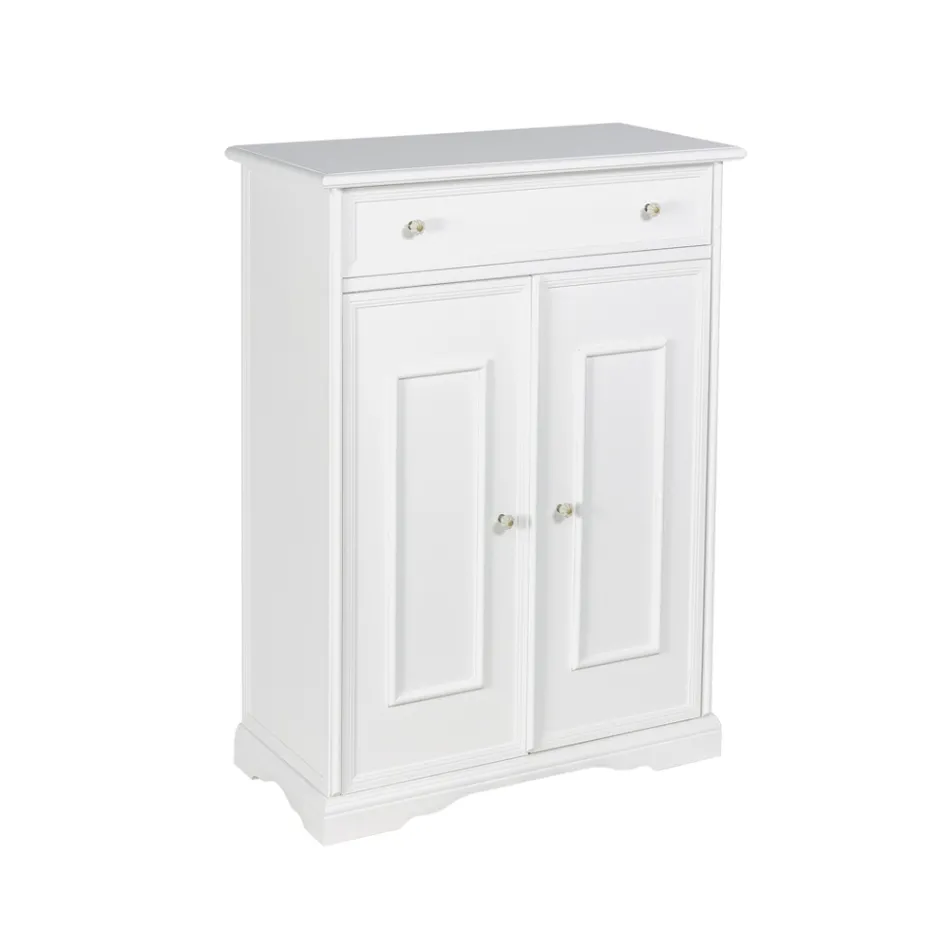 Dulap pantofi cu 1 sertar si 2 usi din lemn Made in Italy - Lasa Viadurini