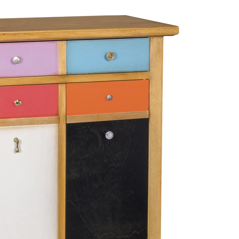 Suport pantofi cu toate sertarele colorate și diferite mânere Made in Italy - Mitra Viadurini