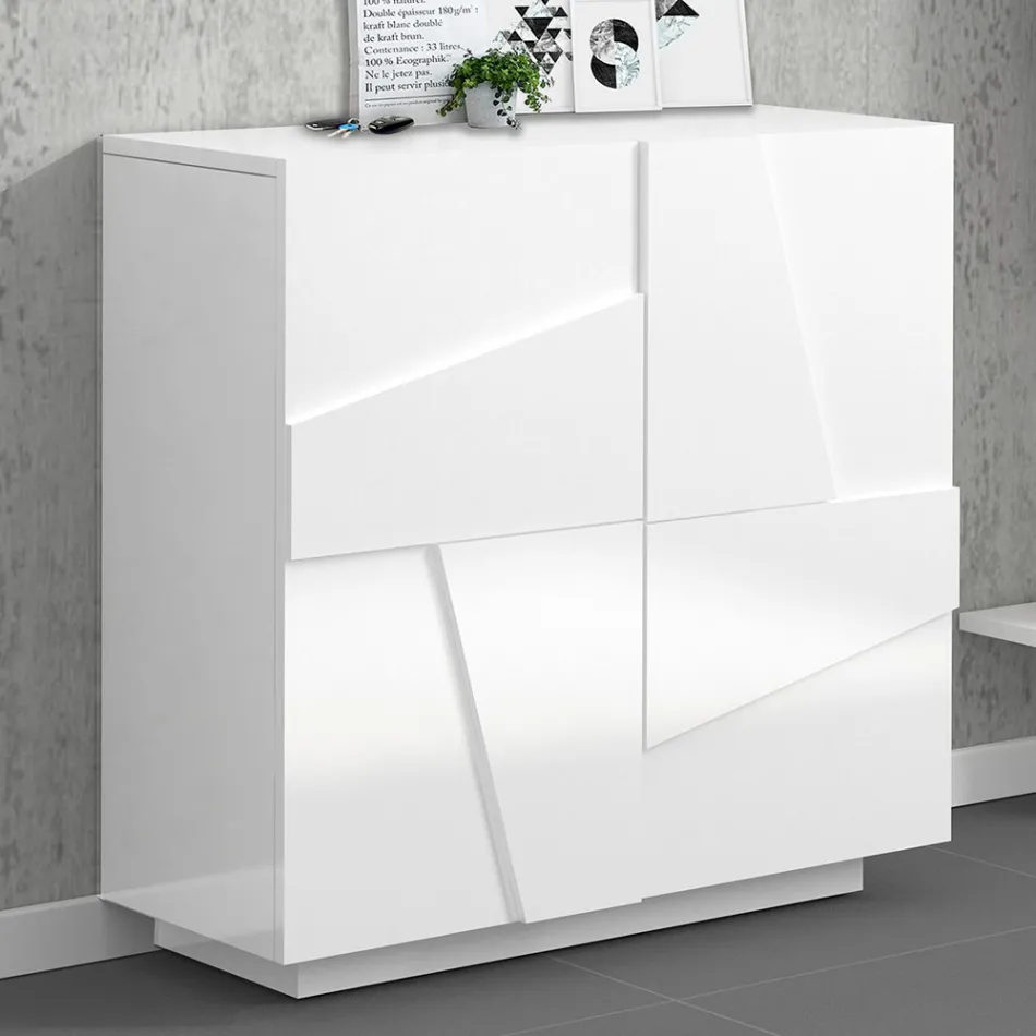 Dulap pentru pantofi de interior cu 2 usi din melaminat Made in Italy - Naditza Viadurini