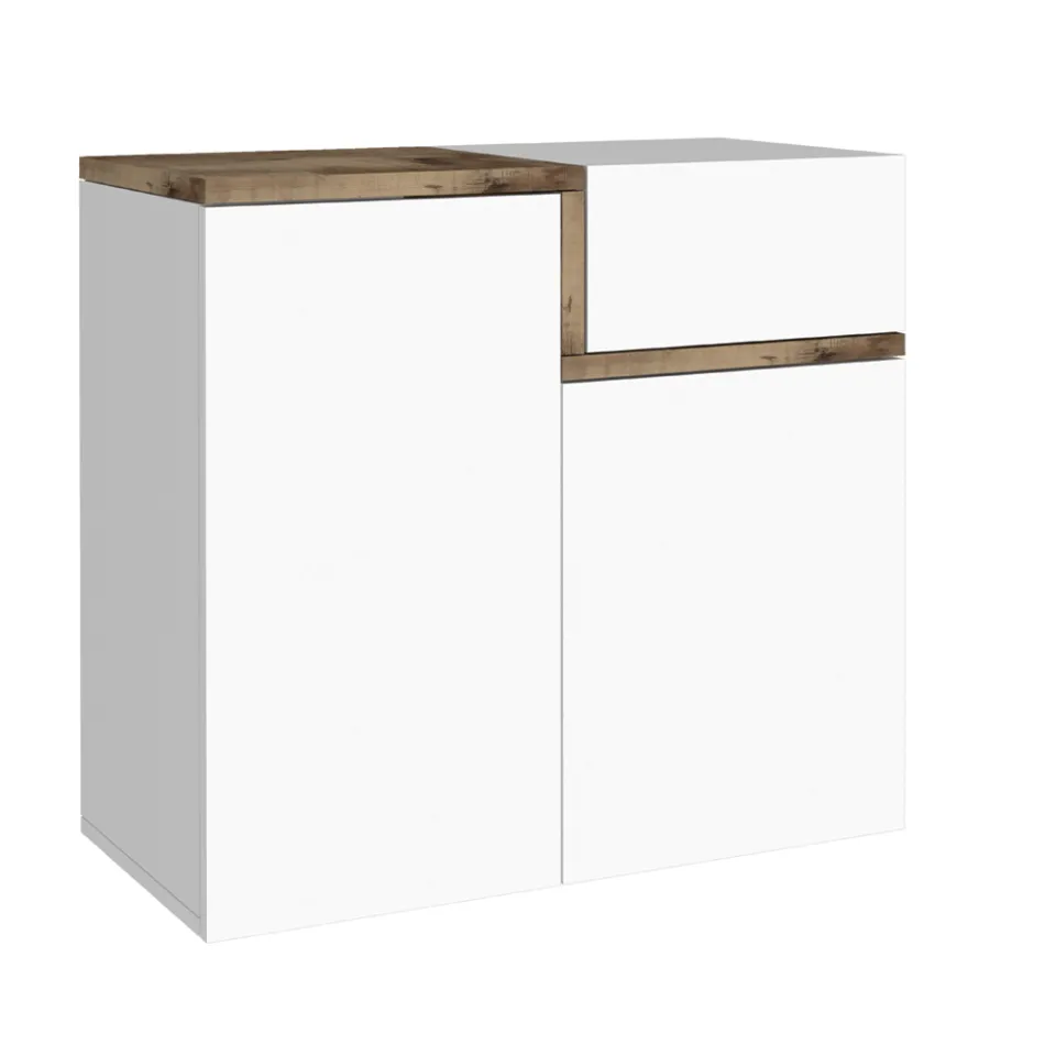 Raft pantofi intrare 3 sau 4 usi din lemn alb si ardezie sau artar - Tiscali Viadurini