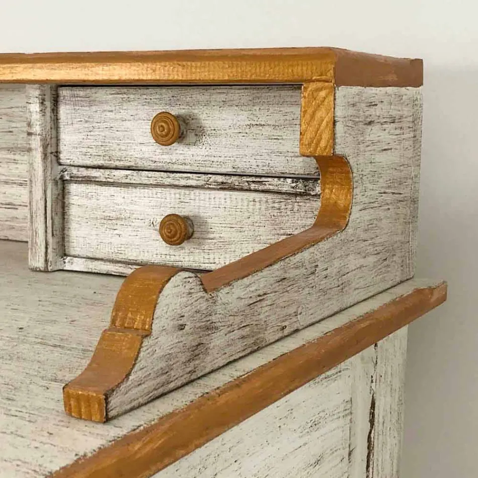 Birou realizat manual din lemn masiv cu 4 sertare Made in Italy - Amela Viadurini