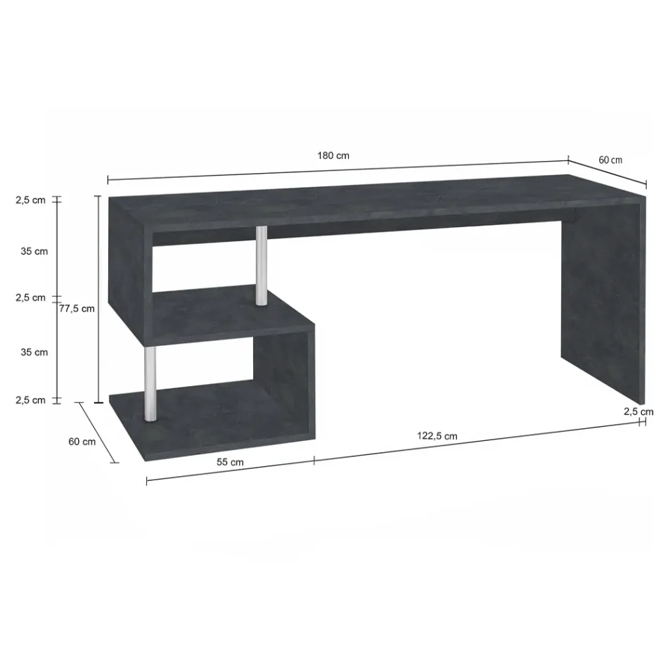 Birou alb sau ardezie din lemn de design italian 3 dimensiuni - Michel Viadurini