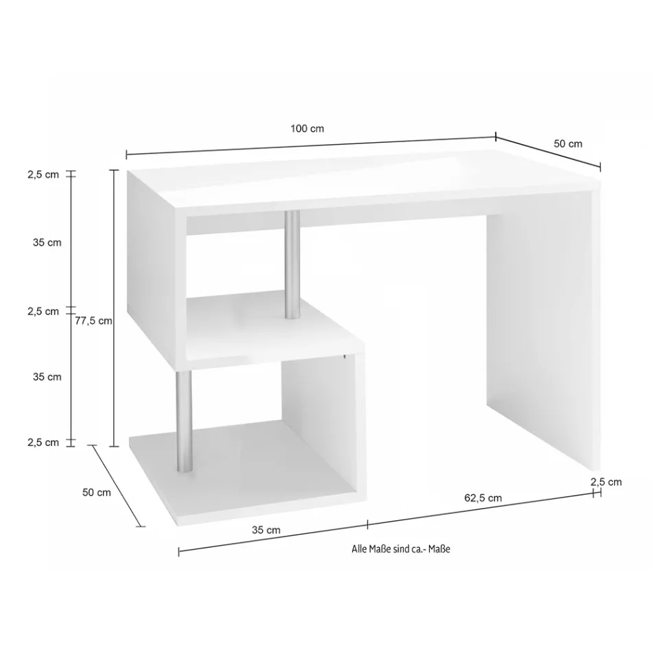 Birou alb sau ardezie din lemn de design italian 3 dimensiuni - Michel Viadurini