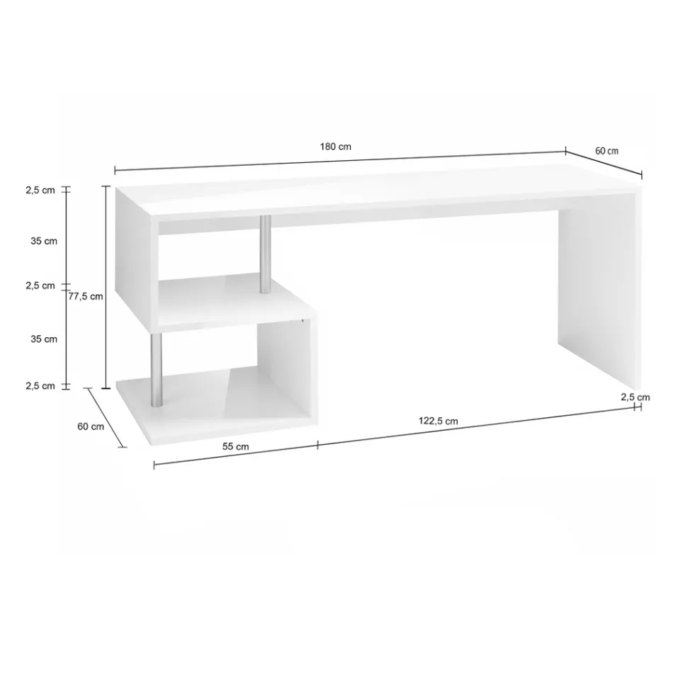 Birou alb sau ardezie din lemn de design italian 3 dimensiuni - Michel Viadurini