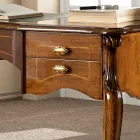 Birou Clasic 5 Sertare din Lemn și Piele Ecologică Made in Italy - Commodo Viadurini