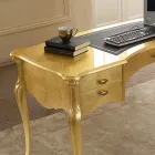 Birou Clasic 5 Sertare din Lemn și Piele Ecologică Made in Italy - Commodo Viadurini