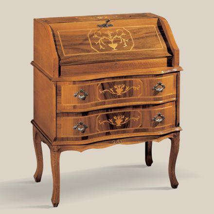 Birou clasic din lemn cu clapă și sertare Made in Italy - Elegant Viadurini