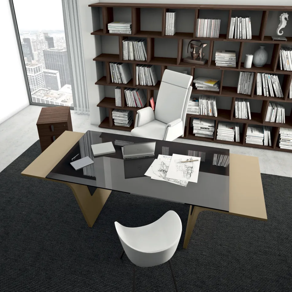 Birou cu blat din sticla Andrea Stramigioli - Frafalla Viadurini