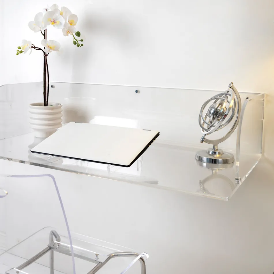 Birou de perete Otilia din plexiglas cu design minimalist, fabricat în Italia Viadurini
