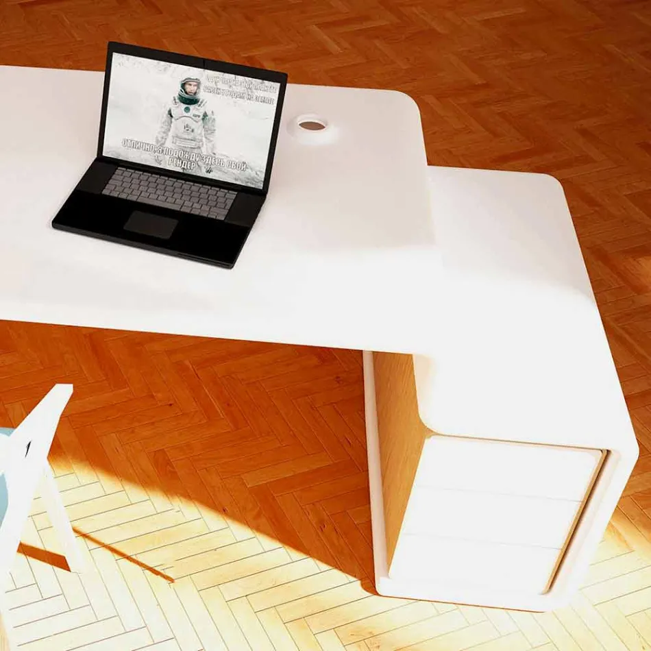 Birou de birou cu sertare de lemn din Italia, Terralba Viadurini