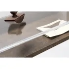 Birou transparent din plexiglas cu raft din lemn de design - Carducci Viadurini