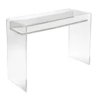 Birou transparent din plexiglas cu raft din lemn de design - Carducci Viadurini