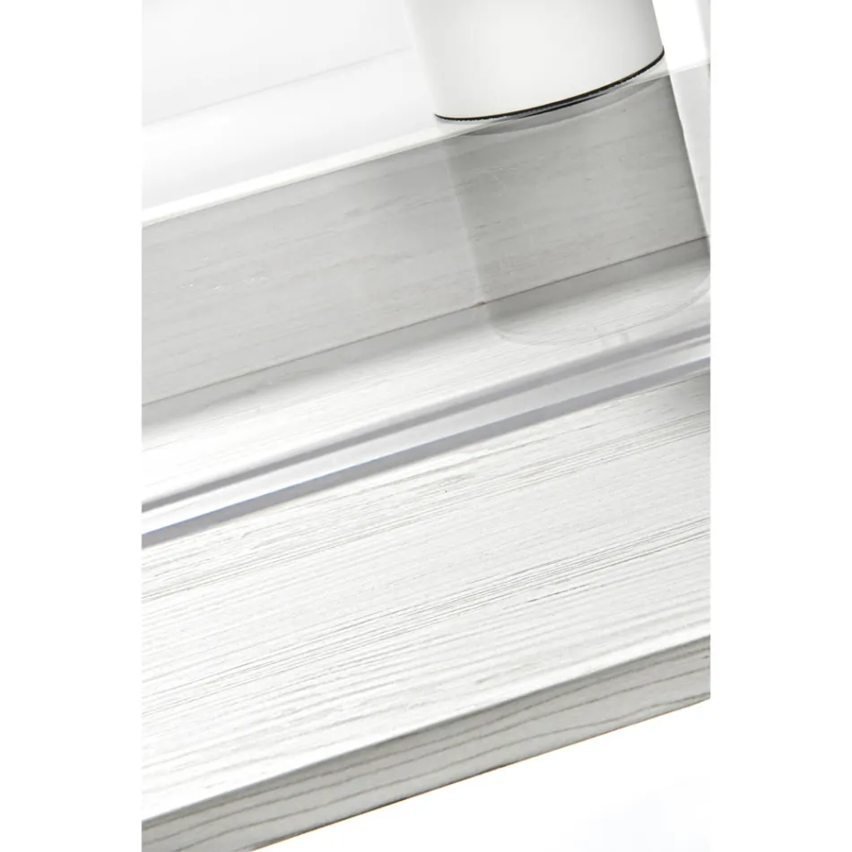 Birou transparent din plexiglas cu raft din lemn de design - Carducci Viadurini