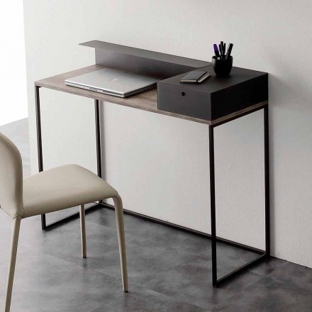 Birou modern din metal și melamină cu sertar Made in Italy - Iridio Viadurini