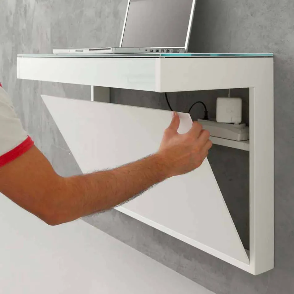 Birou suspendat din cristal cu structură metalică Fabricat în Italia - siliciu Viadurini