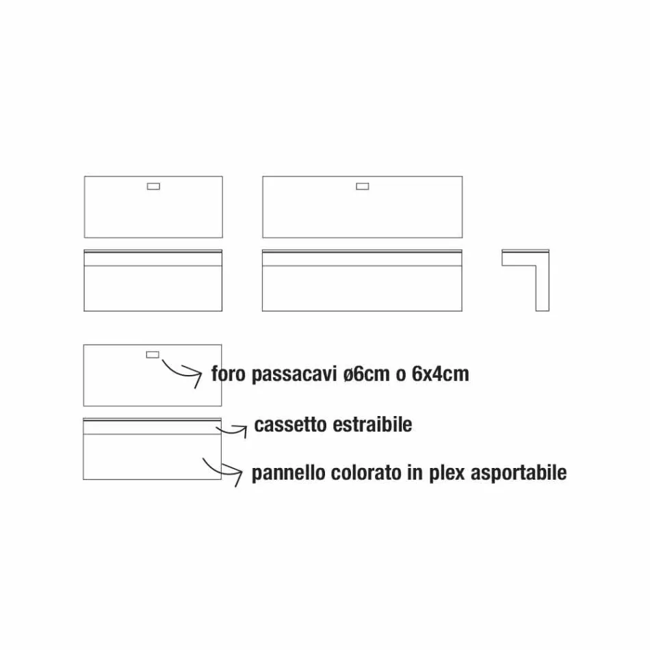 Birou suspendat din cristal cu structură metalică Fabricat în Italia - siliciu Viadurini