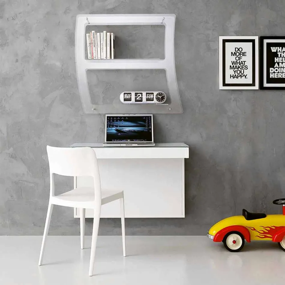 Birou suspendat din cristal cu structură metalică Fabricat în Italia - siliciu Viadurini