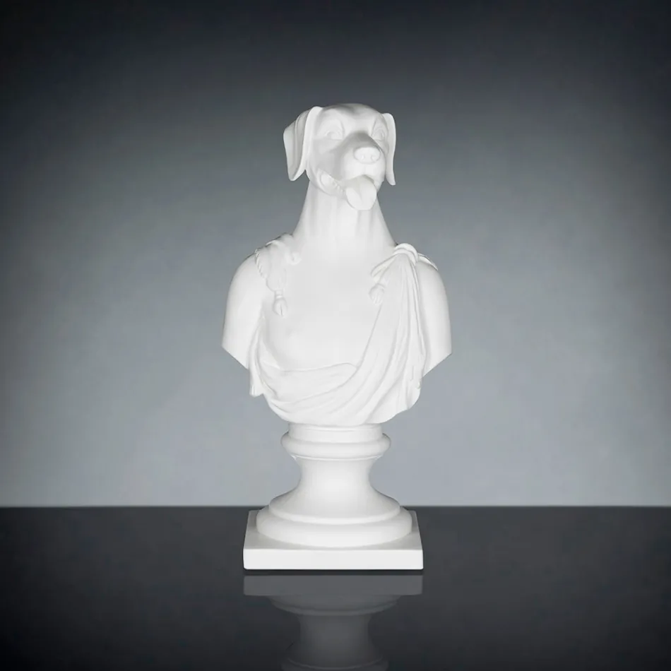 Sculptură din ceramică albă realizată manual 100% Made in Italy Fabas 1 Viadurini