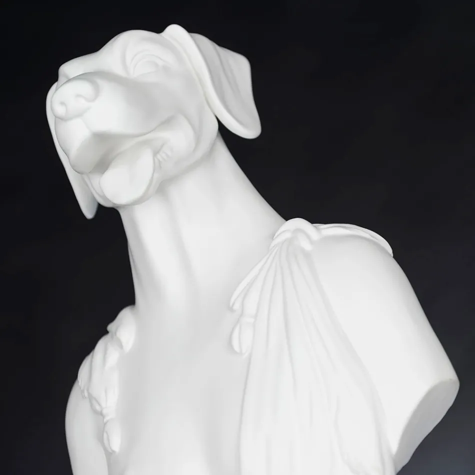 Sculptură din ceramică albă lucrată manual 100% Made in Italy Fabas 1 Viadurini