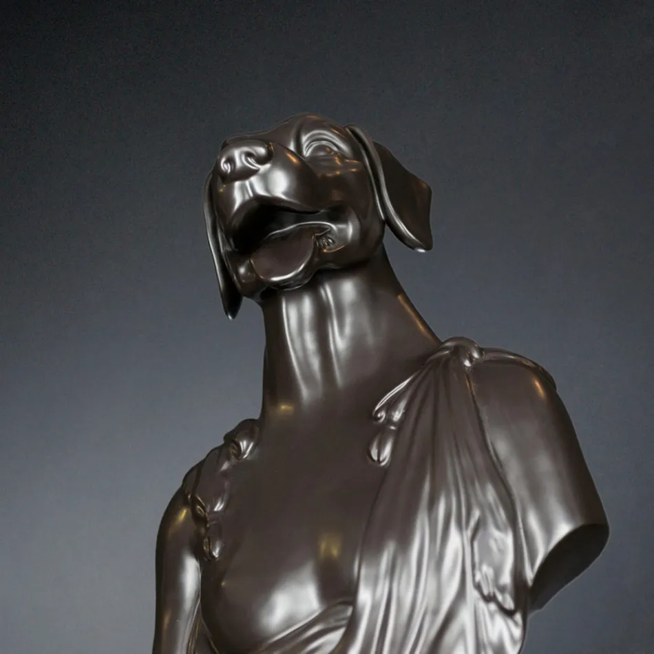 Sculptură artizanală din ceramică neagră 100% Made in Italy Fabas 2 Viadurini