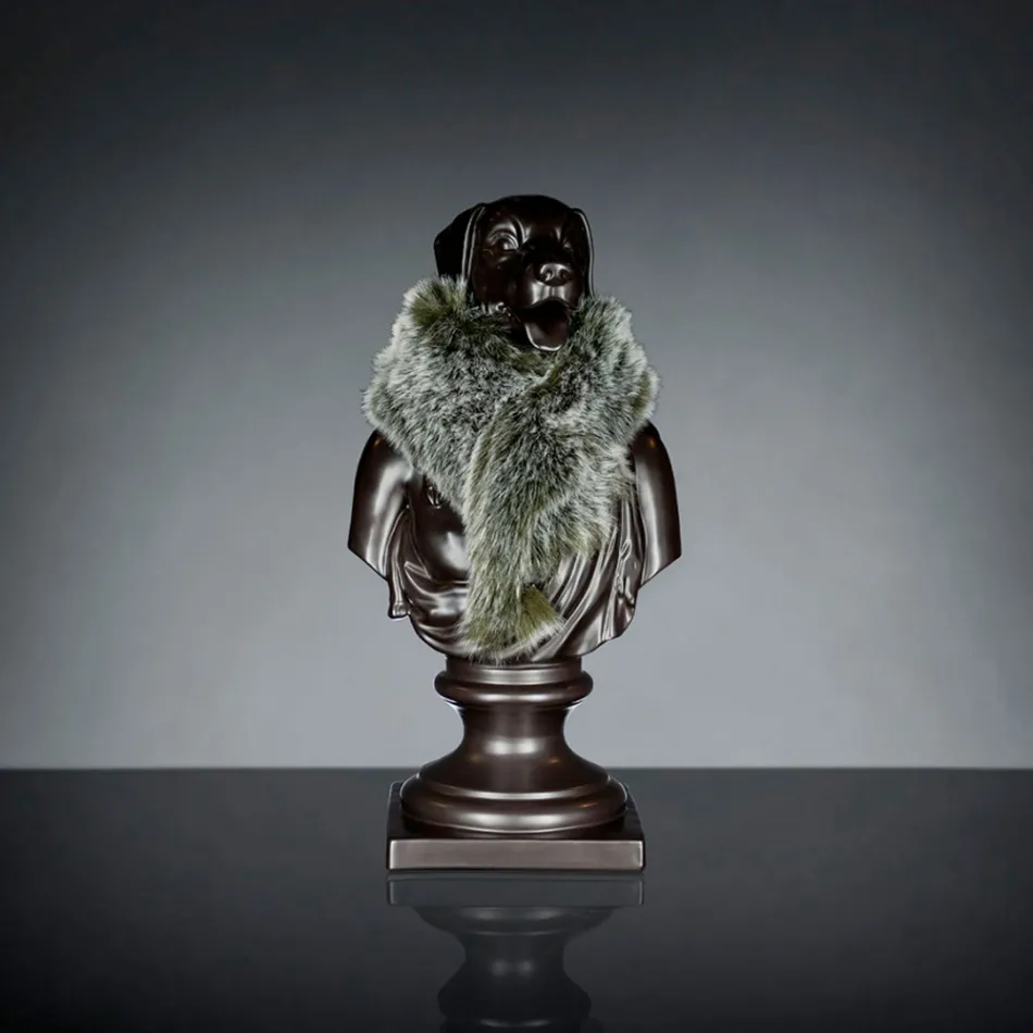 Sculptură artizanală din ceramică neagră 100% Made in Italy Fabas 2 Viadurini