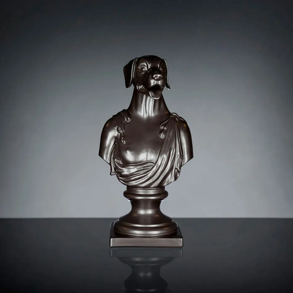 Sculptură artizanală din ceramică neagră 100% Made in Italy Fabas 2 Viadurini