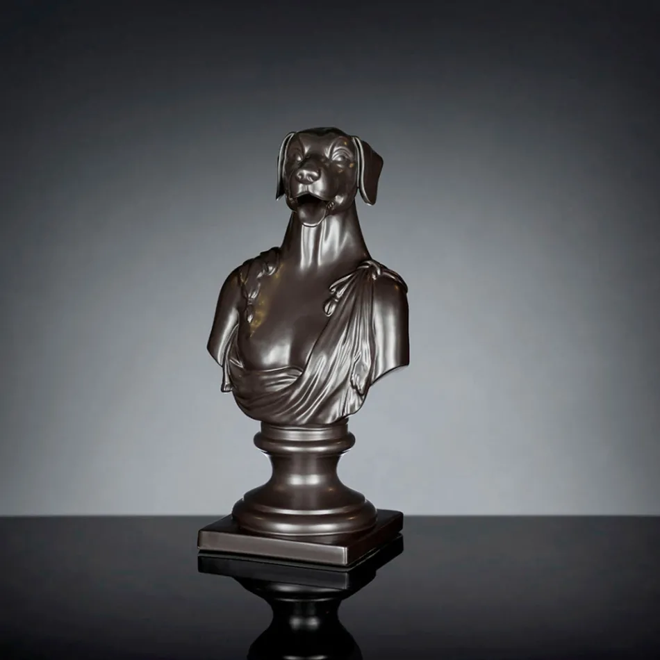 Sculptură artizanală din ceramică neagră 100% Made in Italy Fabas 2 Viadurini