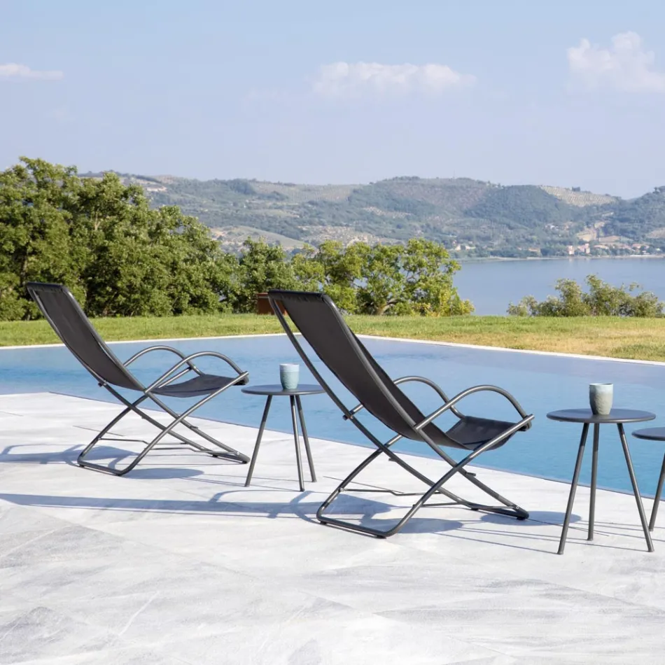 Scaun de gradina pliabil din otel galvanizat Made in Italy 2 piese - Hobbit Viadurini