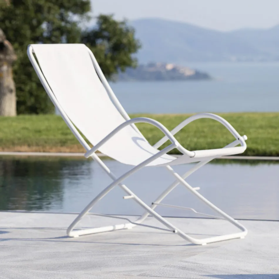 Scaun de gradina pliabil din otel galvanizat Made in Italy 2 piese - Hobbit Viadurini