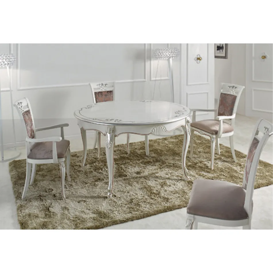 Scaun Tapițat Clasic din Nuc sau Lemn Alb Fabricat în Italia - Caligola Viadurini