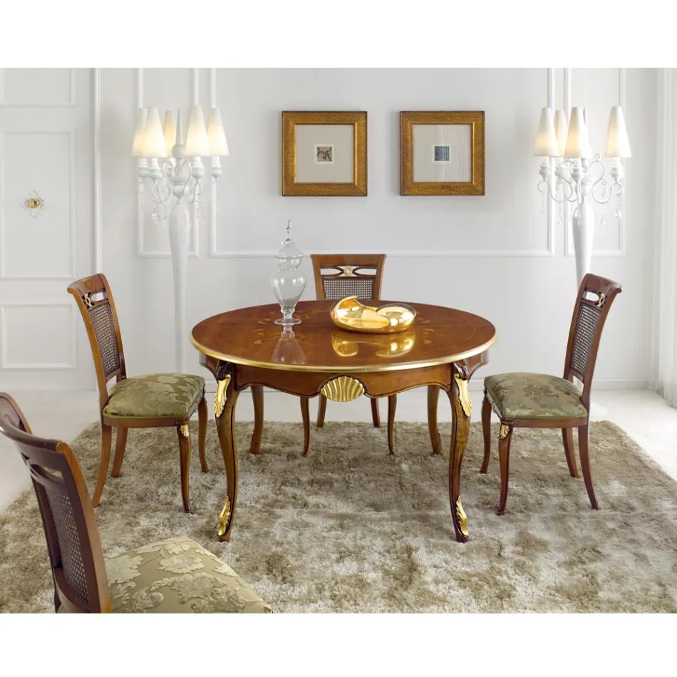 Scaun clasic din lemn de nuc cu sezut captusit Made in Italia - baroc Viadurini