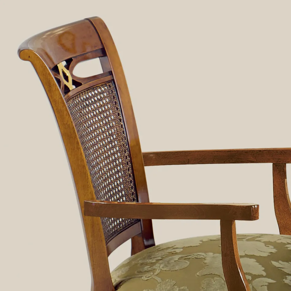 Scaun clasic din lemn de nuc cu sezut captusit Made in Italia - baroc Viadurini