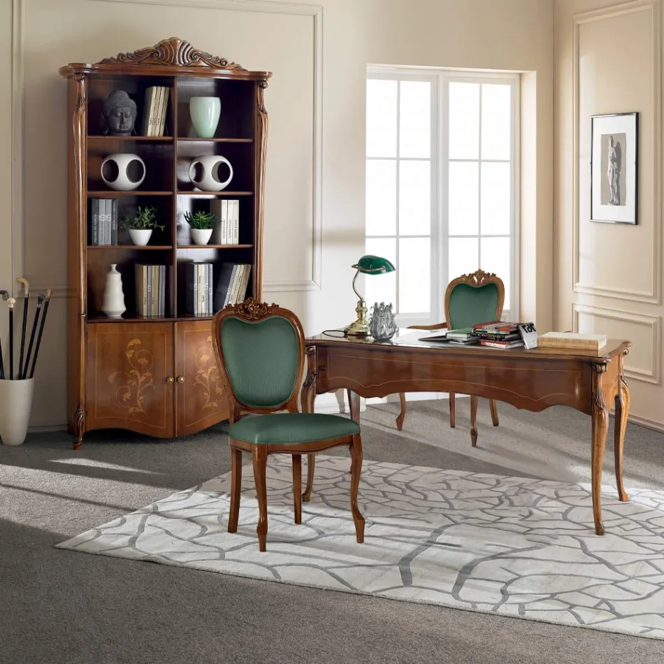 Scaun Clasic din Lemn Tapițat Nuc sau Auriu Made in Italy - Imperator Viadurini