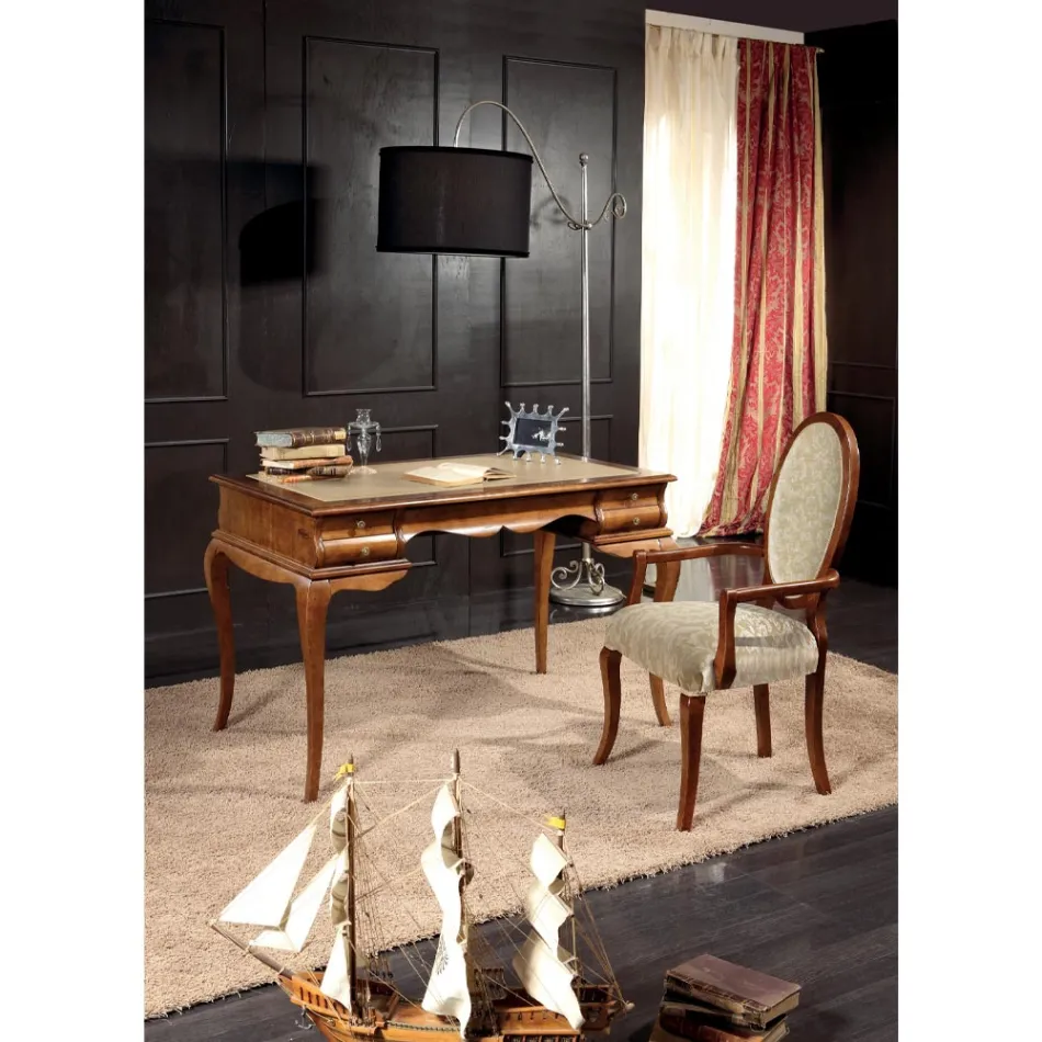 Scaun Clasic Lemn și Tesatura Cu sau Fara Cotiere Made in Italy - Ellie Viadurini